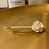 🌸 Camellia Pearl Hair Pin with Rhinestones-Rose