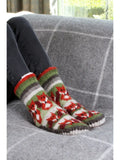 🦊 Sweet Briar “Skulk of Foxes” Fair Isle Wool Slipper Socks – Red