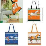 🐎 Fashion Warhorse Striped Canvas Handbag-Blue/Yellow