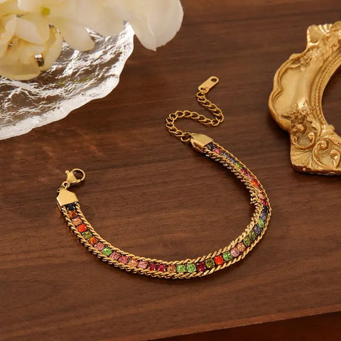 🌈 Colorful Diamond Snake Bracelet