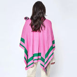✨ Striped Shoulder Strap Ruana Poncho ✨