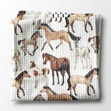 🐎 Horse & Pony Waffle Weave Kitchen Towel – Farm Gift