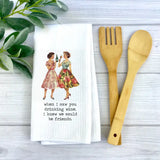 🍷👯 Friends Drinking Wine Waffle Weave Towel