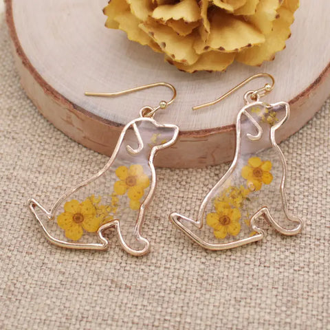 🐾 Sweet Briar Floral Friend Pressed Flower Earrings