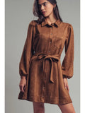 🤎 Western Suede Shirt Mini Dress – Saddle Suede Chic