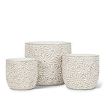 🌼 Sweet Briar Large White Daisy Round Planter – 6"H