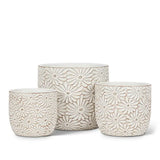 🌼 Sweet Briar Large White Daisy Round Planter – 6"H