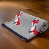 🦊 Equestrian Fox Cotton Baby Blanket – Grey | Sweet Briar Collection