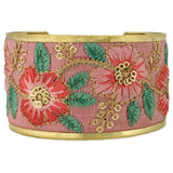 🌸 Sweet Briar Soft Pink Floral Embroidered Cuff Bracelet
