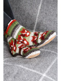 🦊 Sweet Briar “Skulk of Foxes” Fair Isle Wool Slipper Socks – Red