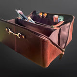 👜 Equestrian Toiletry Bag – Distressed Leather Snaffle Bit Sweet Briar Collection