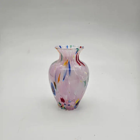 🌷 Murano Glass Mini Vase – Pink Confetti