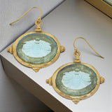 ✨ Aqua Venetian Glass Bee Intaglio Earrings