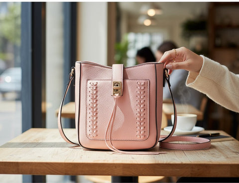 🌸 Ashlyn Whipstitch Crossbody – Mistyrose