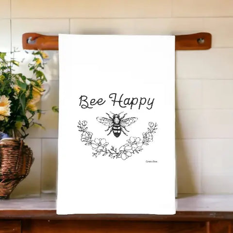 🍯 Bee Happy Tea Towel – A Sweet Briar Kitchen Favorite! 🐝
