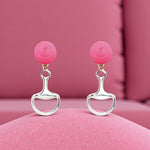 Vixen Bit Drop Earrings – Sweet Briar Pink & Silver 🐴💗