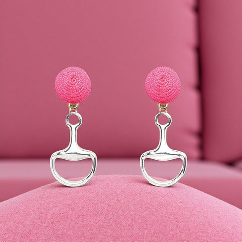 Vixen Bit Drop Earrings – Sweet Briar Pink & Silver 🐴💗