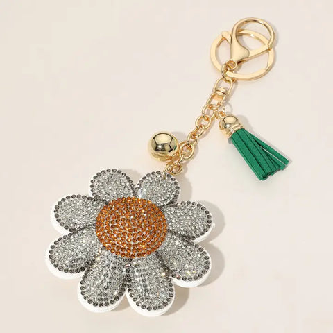 ✨ Bling Studded Daisy Flower Keychain / Bag Charm