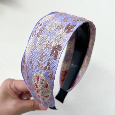 🌸Bohemian Flower Bow Headband – Lavender Whisper-Wide