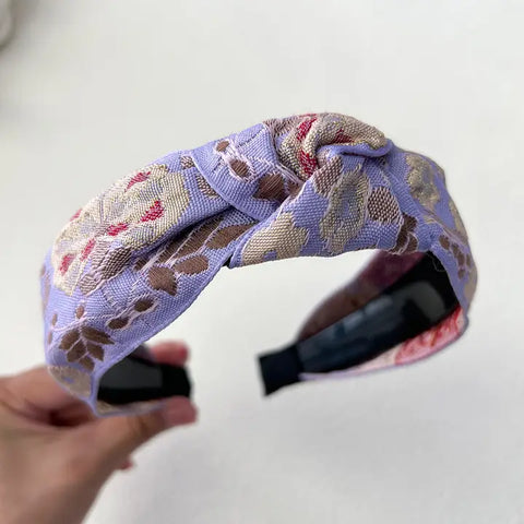 🌸 Bohemian Flower Bow Headband – Lavender Bloom-Small