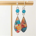 🌺Boho Resin Teardrop Earrings – Silver Finish