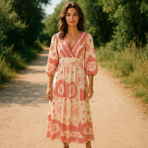 💗 Boho Beach Hollow-Out Lace Resort Dress-Pink