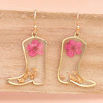 🤠🌸 Botanical Boots Dried Flower Earrings