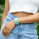 Brass Patina Cuff Bracelet — Light Blue Sun ☀️