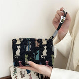 Chenille Cat Wristlet Pouch — Black 🐈