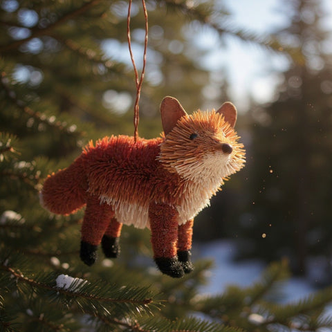 🦊✨ Christmas Red Fox Buri Ornament