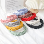 🌸 Color Block Braided Headband – Light Pink