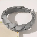 🌿 Color Block Braided Headband – Grey