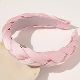 🌸 Color Block Braided Headband – Light Pink