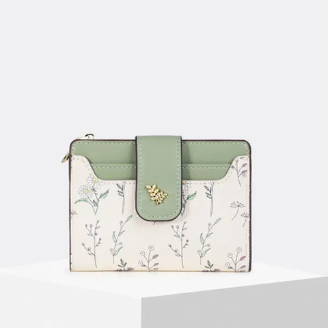 🌼 Wildflower Card Wallet – Sweet Briar Edition-Green