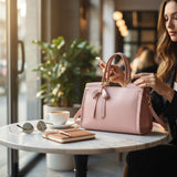 🌸 Cosette Satchel with Whipstitch Trim – Dusty Rose