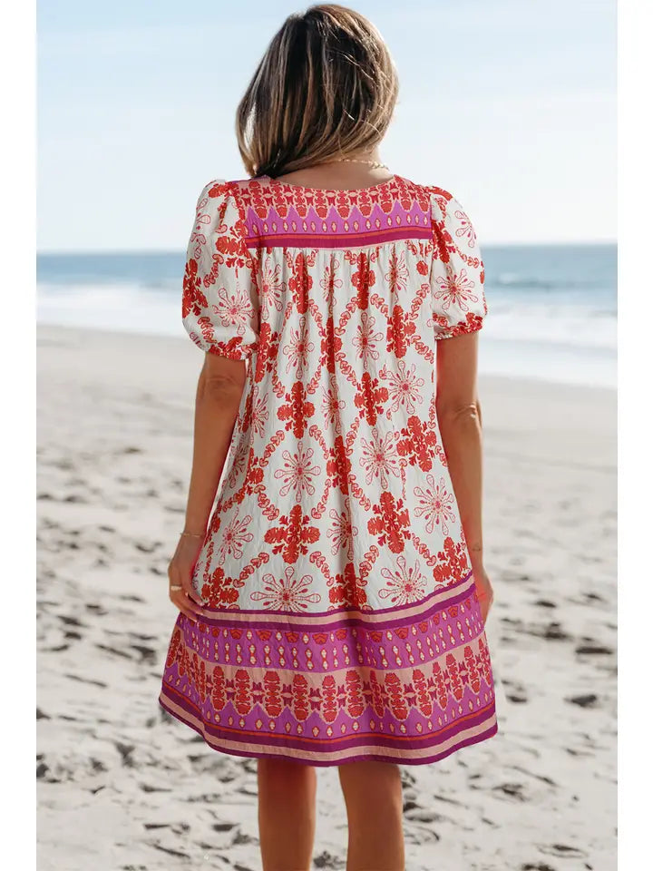 🌺 Boho Breeze Mini Dress – Bold, Bright & Back to School Ready
