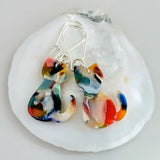 🐾 Multicolor Resin Cat Earrings – Playful & Bold