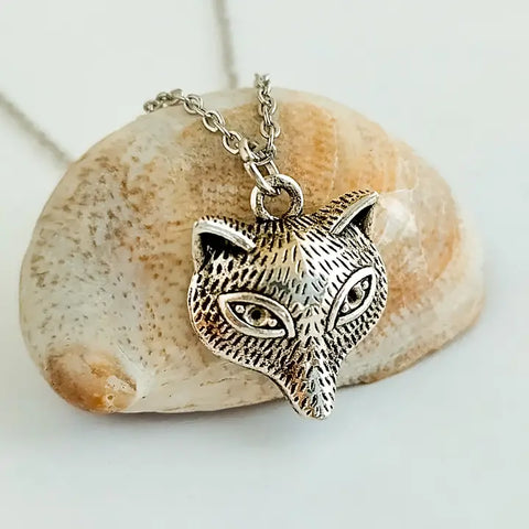 🦊 Silver Fox Face Necklace – Wildly Stylish