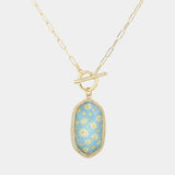 🌸 Sweet Briar Daisy Pendant Necklace – Light Blue