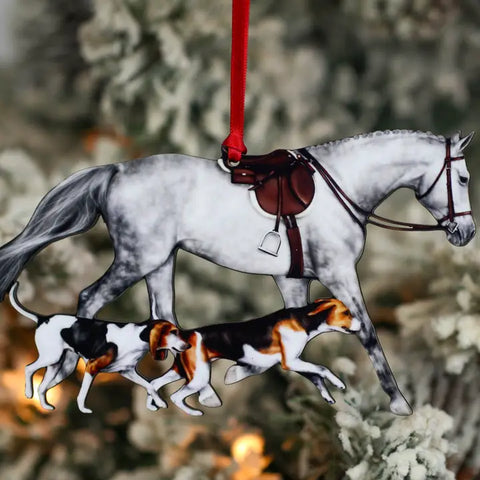 🩶 Dapple Gray Fox Hunter Ornament