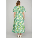 ✨ Plus Woven Floral Print Midi Dress