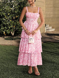 🌸 Daisey Floral Print Cake Layered Chiffon Slip Dress