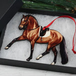 🤎 Bay Dressage Horse Ornament – Half Pass
