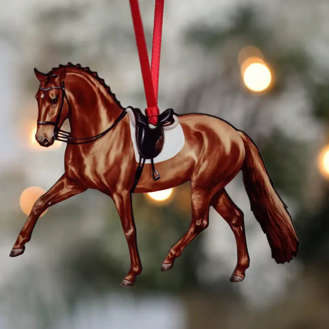❤️ Chestnut Dressage Horse Ornament – Half Pass Pose