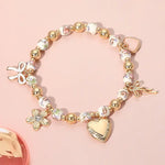 🎀 Enamel Bow & Heart Charm Stretch Bracelet 💖