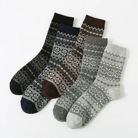 🧦 Ethnic Wool-Blend Socks – Nordic Diamond 2 Pack