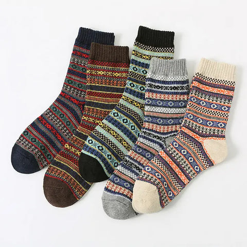 🧦Vintage Knit Wool Socks – Retro Colorful 2-Pack