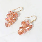 ✨ Faceted Stone Cluster Dangle Earrings – Dust Pink ✨