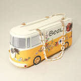 Faux Leather Floral Beauty Bus Chain Strap Bag — Yellow 🚌