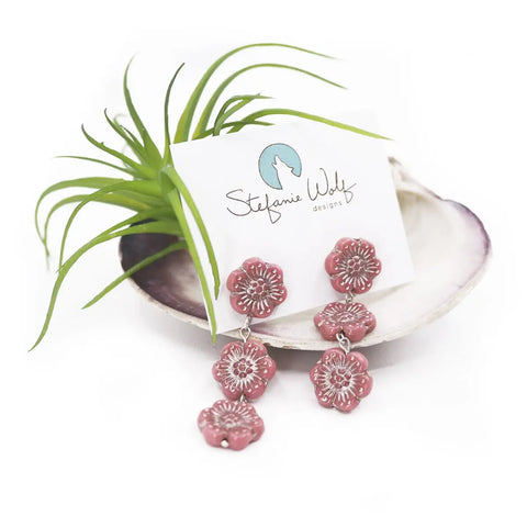 🌸 Wild Rose Floral Statement Earrings 🌸